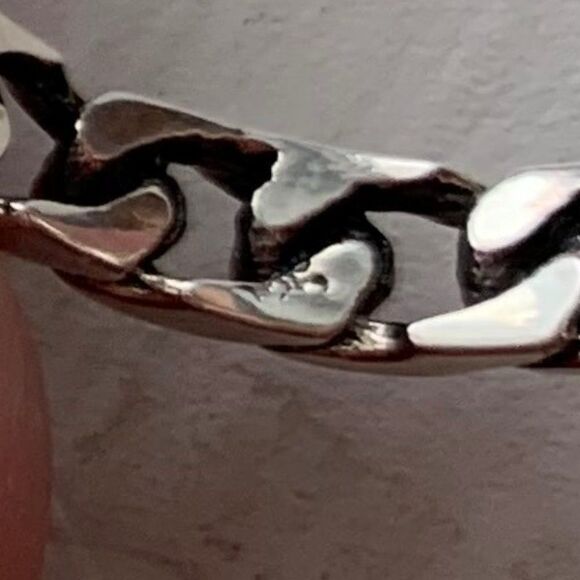 New chain ring in sterling silver, sz 7, cuban chain design, stackable, - Picture 5 of 7